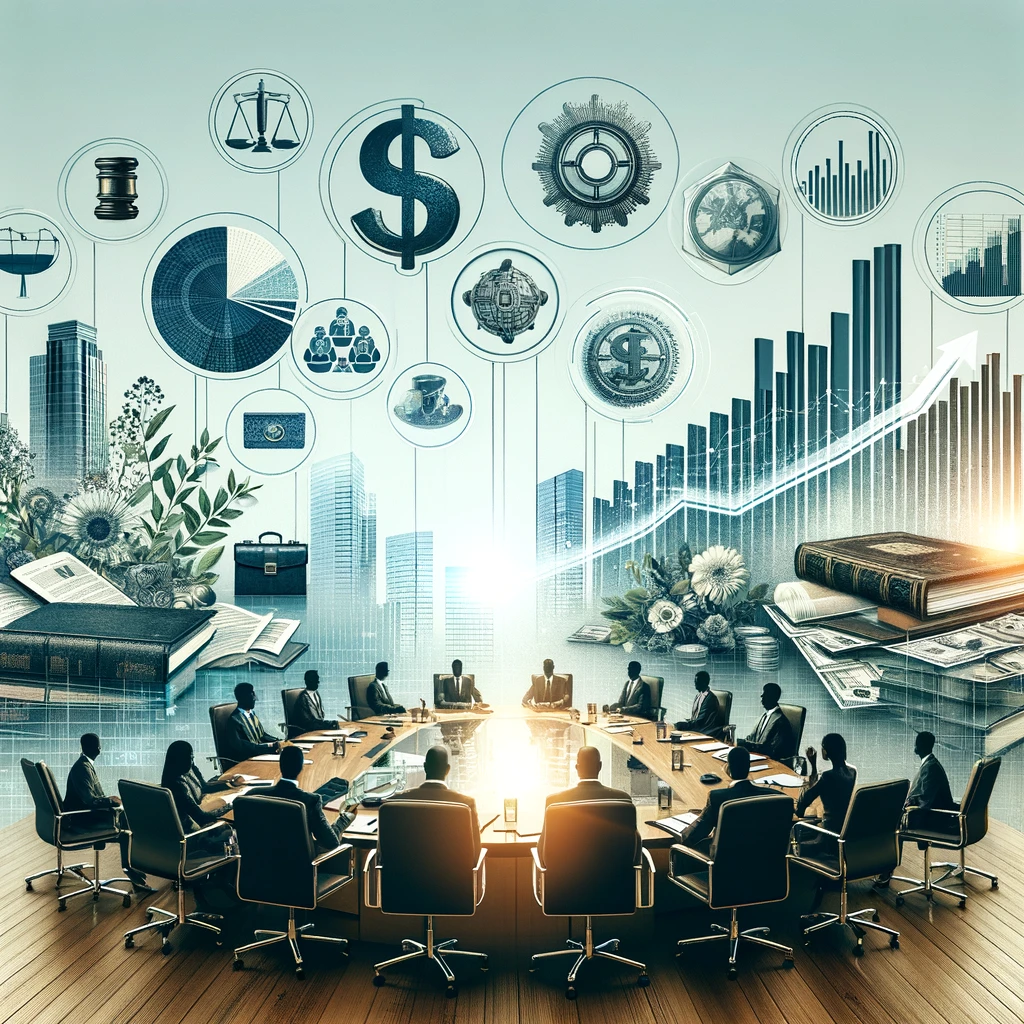 Boardroom Illustrating Financial and Legal Services